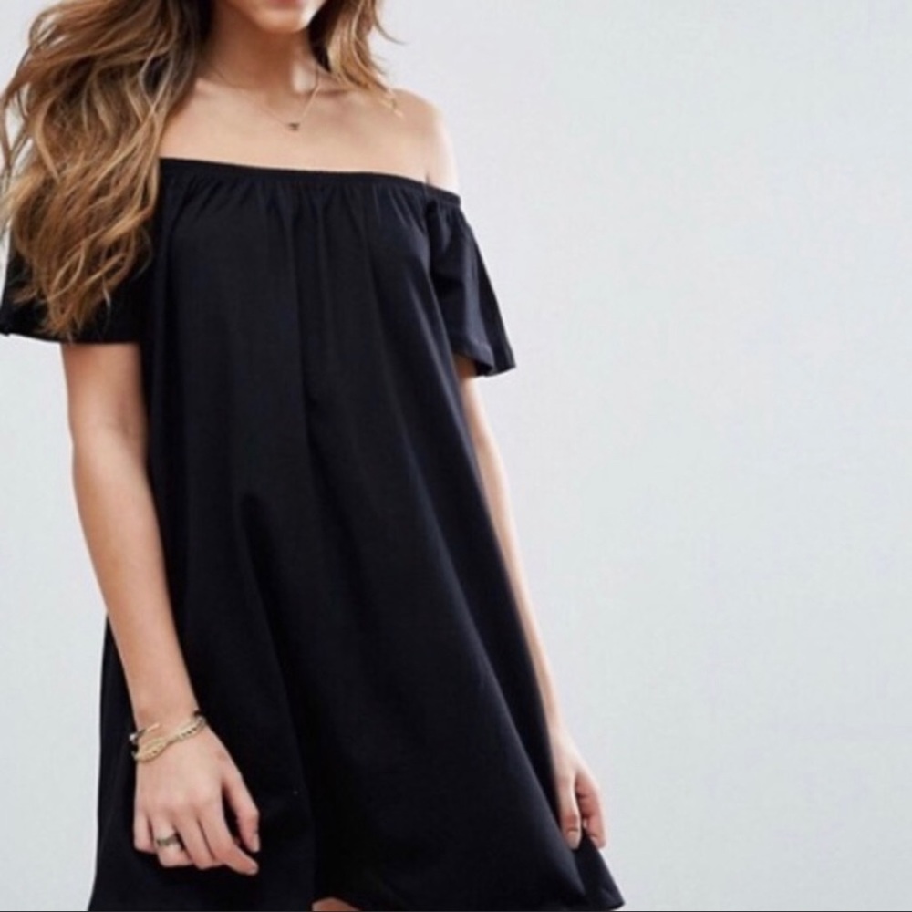 ASOS Off the Shoulder Black Dress 0
